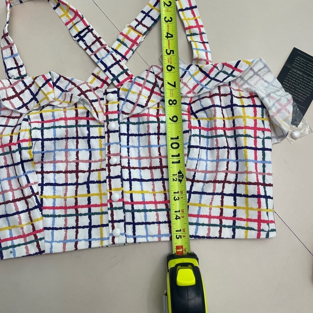 ModCloth x Collectif Emilia Watercolor Multicolored Gingham Crop Top - Picture 9 of 10